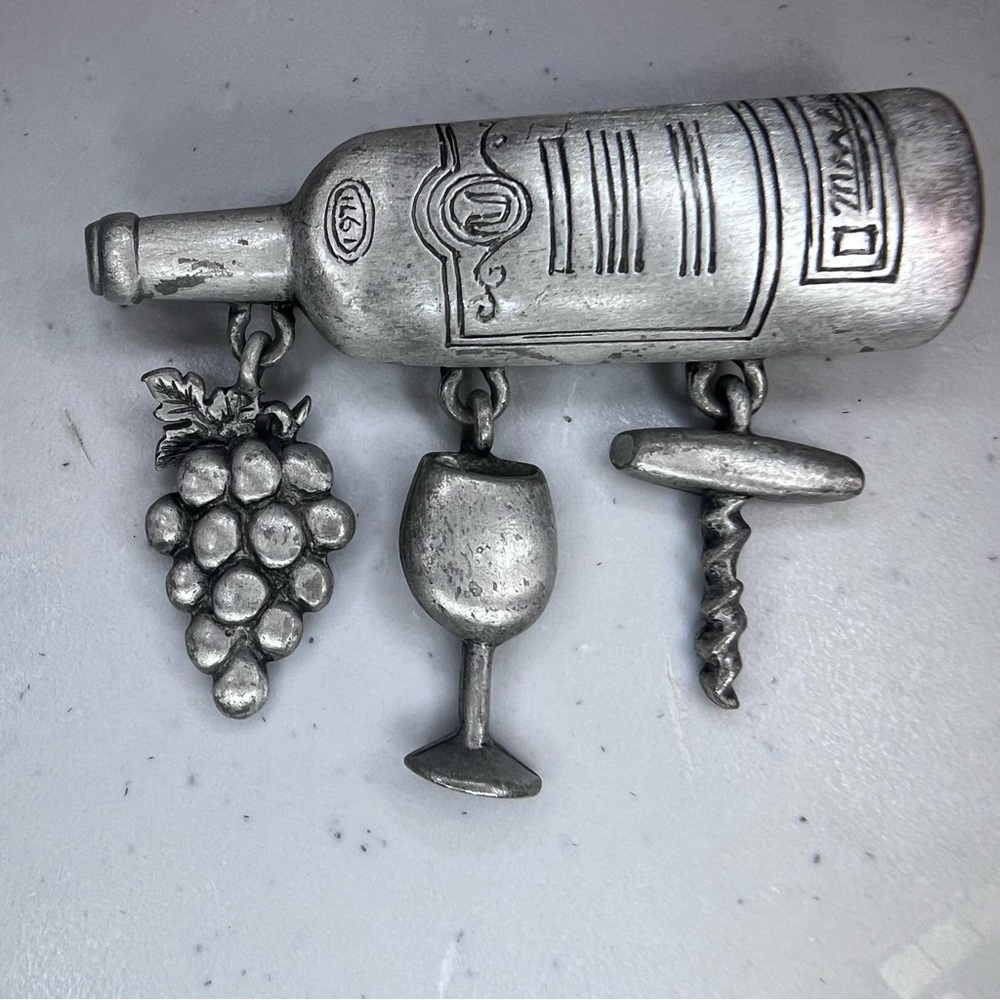 Vintage JJ Wine w/ Charms Brooch